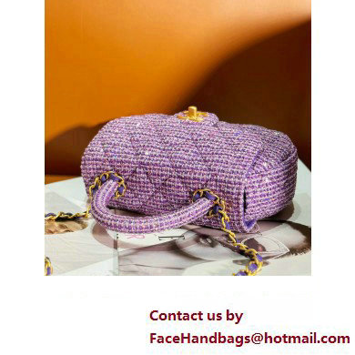 chanel Tweed, Sequins  &  Gold-Tone Metal Purple  &  Silver Small Bag with Top Handle AS4573 2024